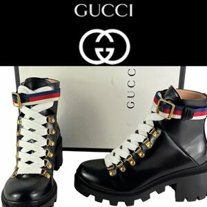 Gucci Women's Black Boots with White Laces